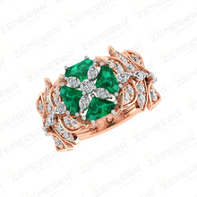14K Rose Gold Diamond and Emerald Engagement Ring Sarafa Bazar India