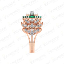 14K Rose Gold Diamond and Emerald Engagement Ring Sarafa Bazar India