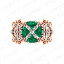 14K Rose Gold Diamond and Emerald Engagement Ring Sarafa Bazar India
