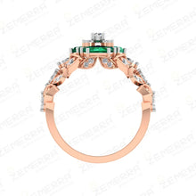 14K Rose Gold Diamond and Emerald Engagement Ring Sarafa Bazar India