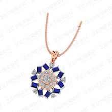 14K Rose Gold Floral Diamond Pendant Sets for Women Sarafa Bazar India