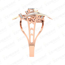 14K Rose Gold Geometric Layered Blue Stone Diamond Ring Sarafa Bazar India