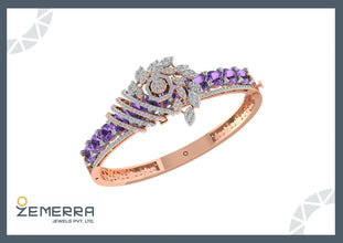 14K Rose Gold Purple Gemstone Bracelets Sarafa Bazar India