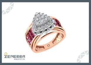 14K Rose Gold & Real Diamond Rings Sarafa Bazar India