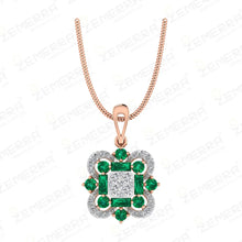 14K Rose Gold and Emerald Flower Pendant Set Sarafa Bazar India