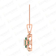 14K Rose Gold and Emerald Flower Pendant Set Sarafa Bazar India
