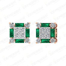 14K Rose Gold and Emerald Flower Pendant Set Sarafa Bazar India