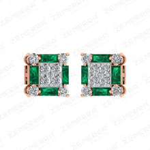 14K Rose Gold and Emerald Flower Pendant Set Sarafa Bazar India