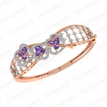 14K Rose gold diamond bracelet with amethyst pear stones Sarafa Bazar India
