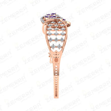 14K Rose gold diamond bracelet with amethyst pear stones Sarafa Bazar India