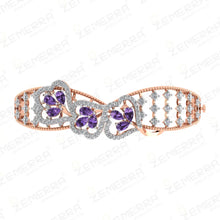 14K Rose gold diamond bracelet with amethyst pear stones Sarafa Bazar India