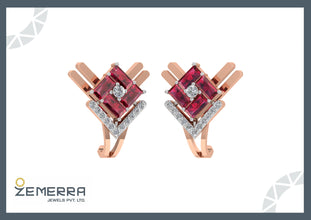 14K rose gold with a Buguette-cut ruby and lab-grown diamond Sarafa Bazar India