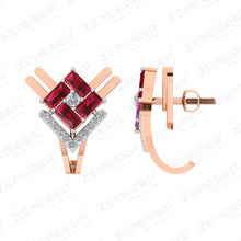 14K rose gold with a Buguette-cut ruby and lab-grown diamond Sarafa Bazar India