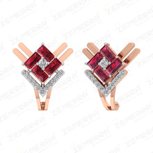 14K rose gold with a Buguette-cut ruby and lab-grown diamond Sarafa Bazar India