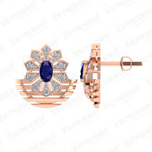 14KT Gold with a Sapphire Center Stone Diamond Pendant Set Sarafa Bazar India