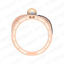 14KT Rose Gold Multi-Band Diamond Ring with a Single Pearl Sarafa Bazar India