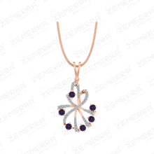 14k Gold Floral Diamond Pendant with Blue Stone Gemstone Sarafa Bazar India