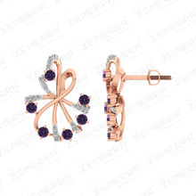 14k Gold Floral Diamond Pendant with Blue Stone Gemstone Sarafa Bazar India