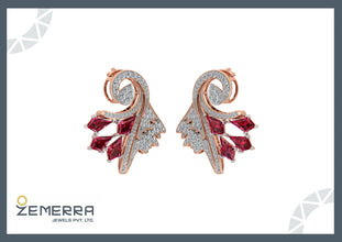 14k Gold swirling design with brilliant-cut diamonds Earring Sarafa Bazar India