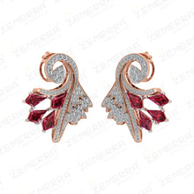 14k Gold swirling design with brilliant-cut diamonds Earring Sarafa Bazar India