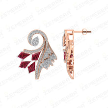 14k Gold swirling design with brilliant-cut diamonds Earring Sarafa Bazar India