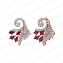 14k Gold swirling design with brilliant-cut diamonds Earring Sarafa Bazar India