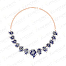 14k Real Gold & Nutural Blue Round Stone Diamond Necklace Set Sarafa Bazar India