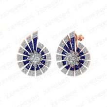 14k Real Gold & Nutural Blue Round Stone Diamond Necklace Set Sarafa Bazar India