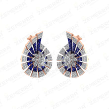 14k Real Gold & Nutural Blue Round Stone Diamond Necklace Set Sarafa Bazar India