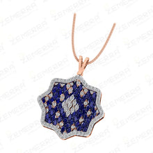 14k Rose Gold Diamond Blue Sapphire Stone Pendant Set For Women Sarafa Bazar India