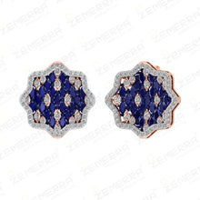 14k Rose Gold Diamond Blue Sapphire Stone Pendant Set For Women Sarafa Bazar India