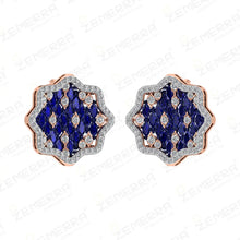 14k Rose Gold Diamond Blue Sapphire Stone Pendant Set For Women Sarafa Bazar India