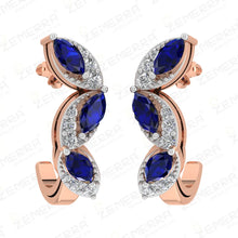 14k Rose Gold Marquise Stone and Diamond Hoop Earrings Sarafa Bazar India