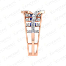 14k diamond and sapphire ring with a rose gold-tone band Sarafa Bazar India