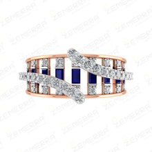 14k diamond and sapphire ring with a rose gold-tone band Sarafa Bazar India