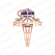 14k gold premium designer ring with purple Fancy Cut stone Sarafa Bazar India