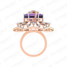 14k gold premium designer ring with purple Fancy Cut stone Sarafa Bazar India