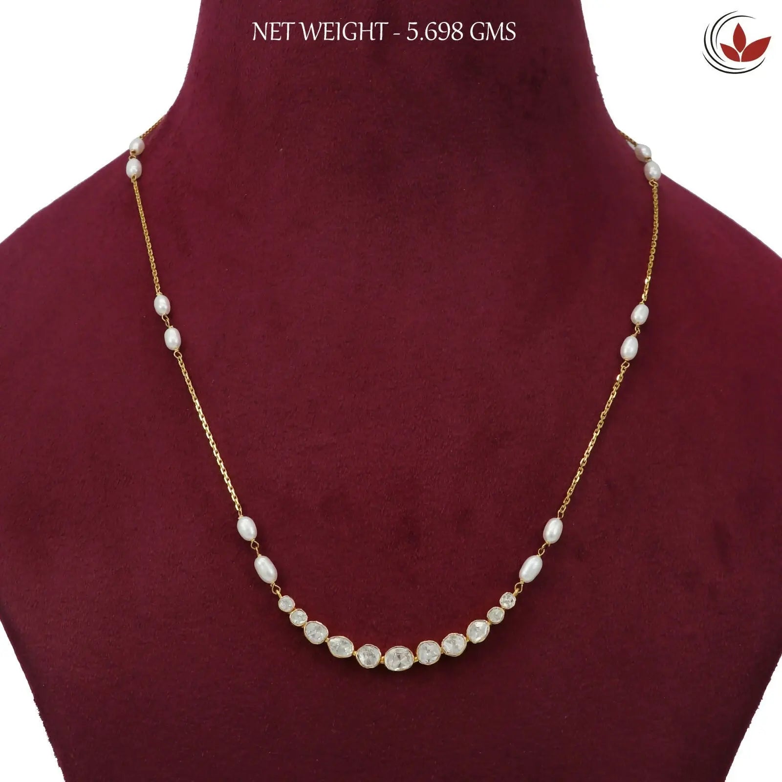 14kt Diamond Polki Chain Set Sarafa Bazar India