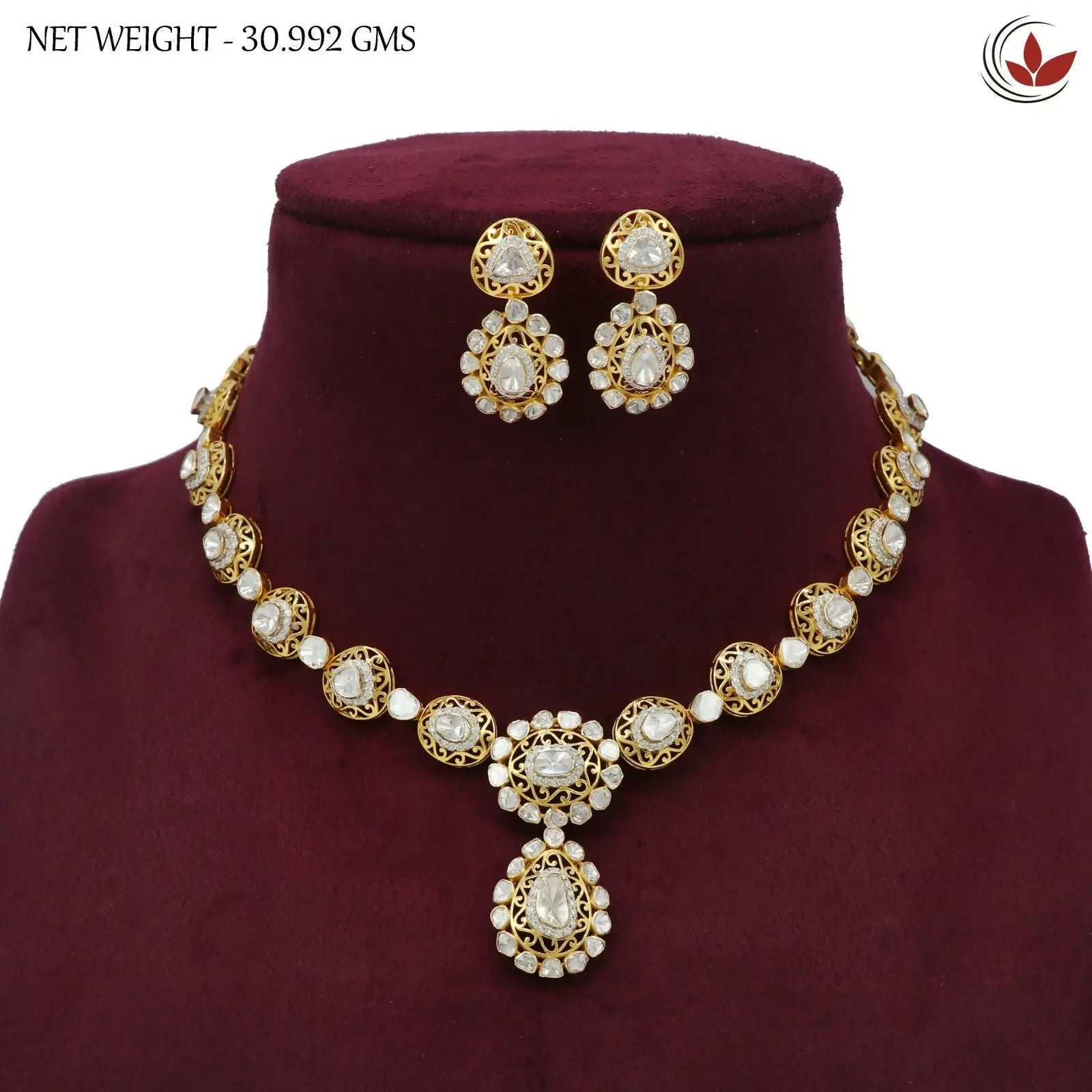 14kt Diamond Polki Necklace Sarafa Bazar India