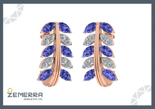 14kt gold with blue sapphires and diamonds Leaf Design Bali Sarafa Bazar India