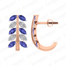 14kt gold with blue sapphires and diamonds Leaf Design Bali Sarafa Bazar India