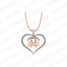 Love Birds Diamond Pendant Set in 14K Rose Gold Heart Sarafa Bazar India