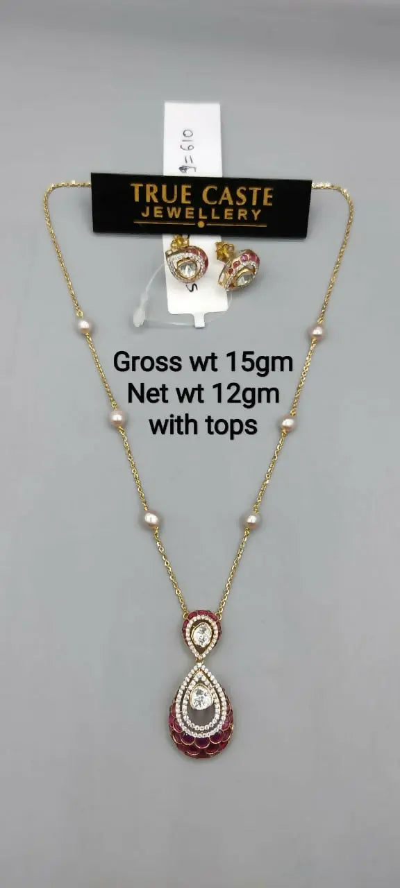 18kt Moissanite Chain Set Sarafa Bazar India