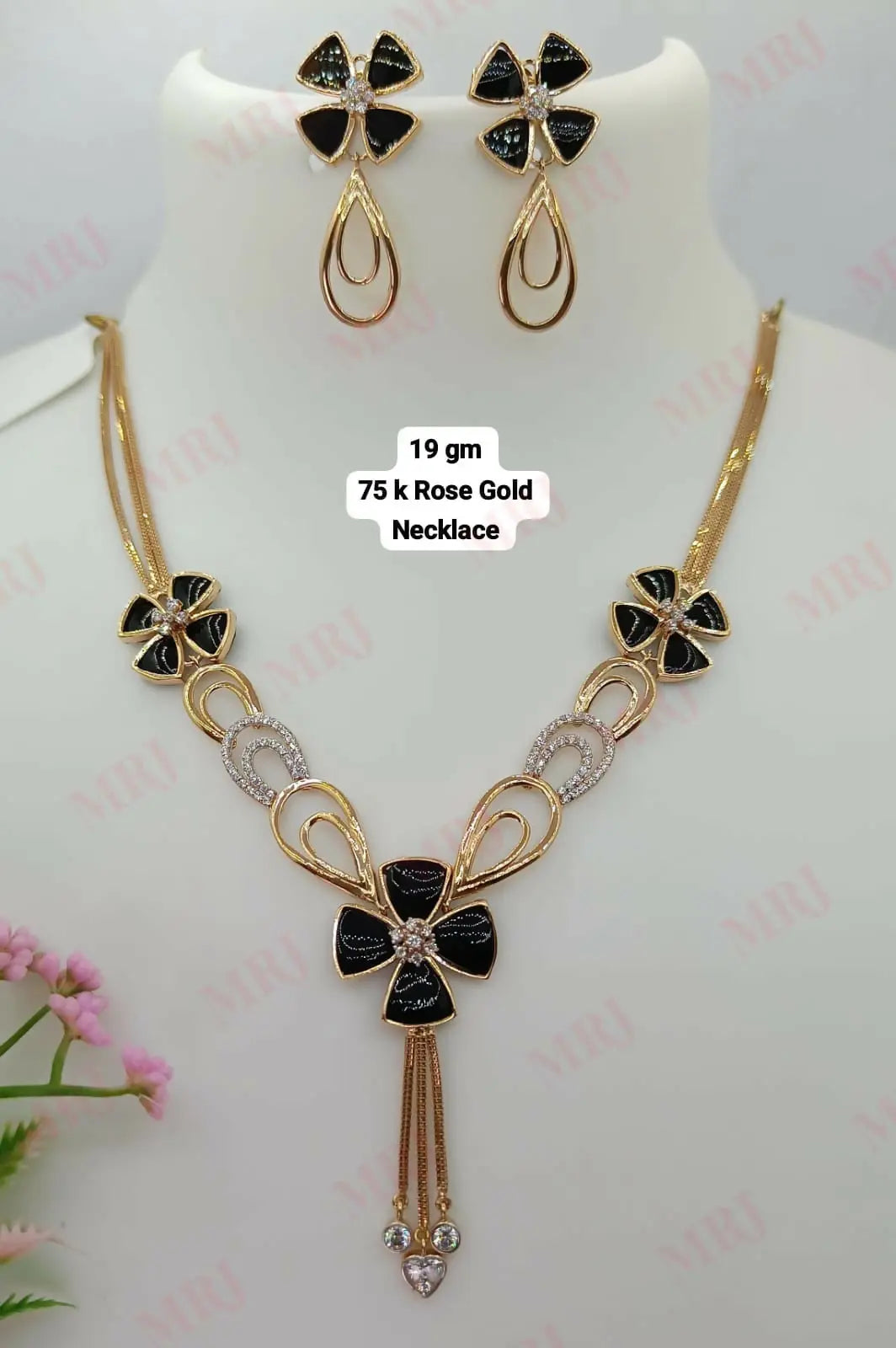 18kt Rose Gold Necklace Sarafa Bazar India