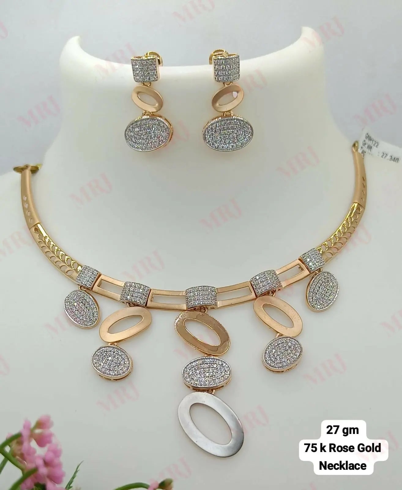 18kt Rose Gold Necklace Sarafa Bazar India