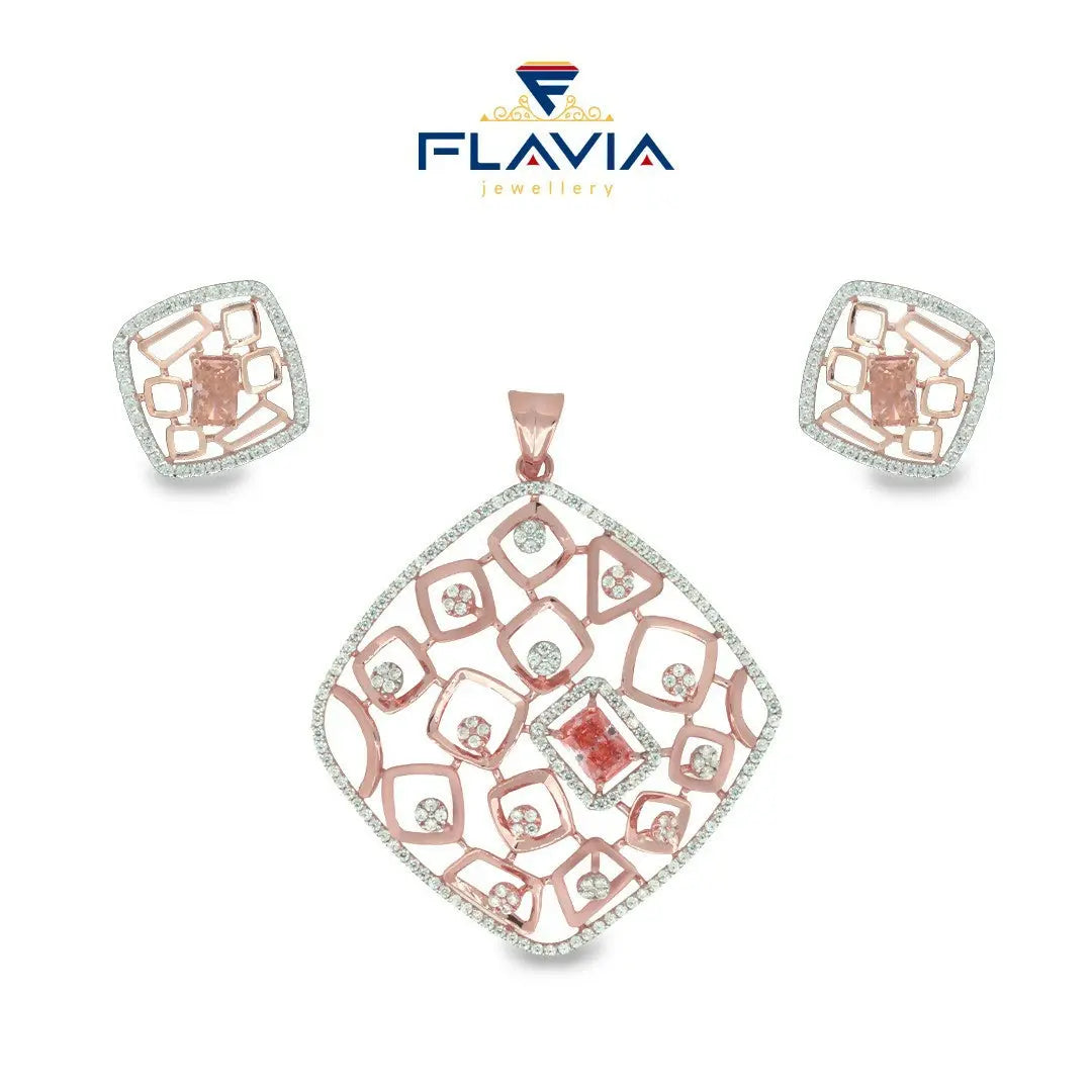 18kt Rose Gold Pendant Set Sarafa Bazar India