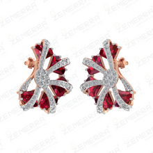 Uniqu 14K Gold Diamond Spiral Fan Stud Earrings Sarafa Bazar India