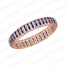 Stylish Diamond Bangles With Blue Buguette Stone in 14K Gold Sarafa Bazar India
