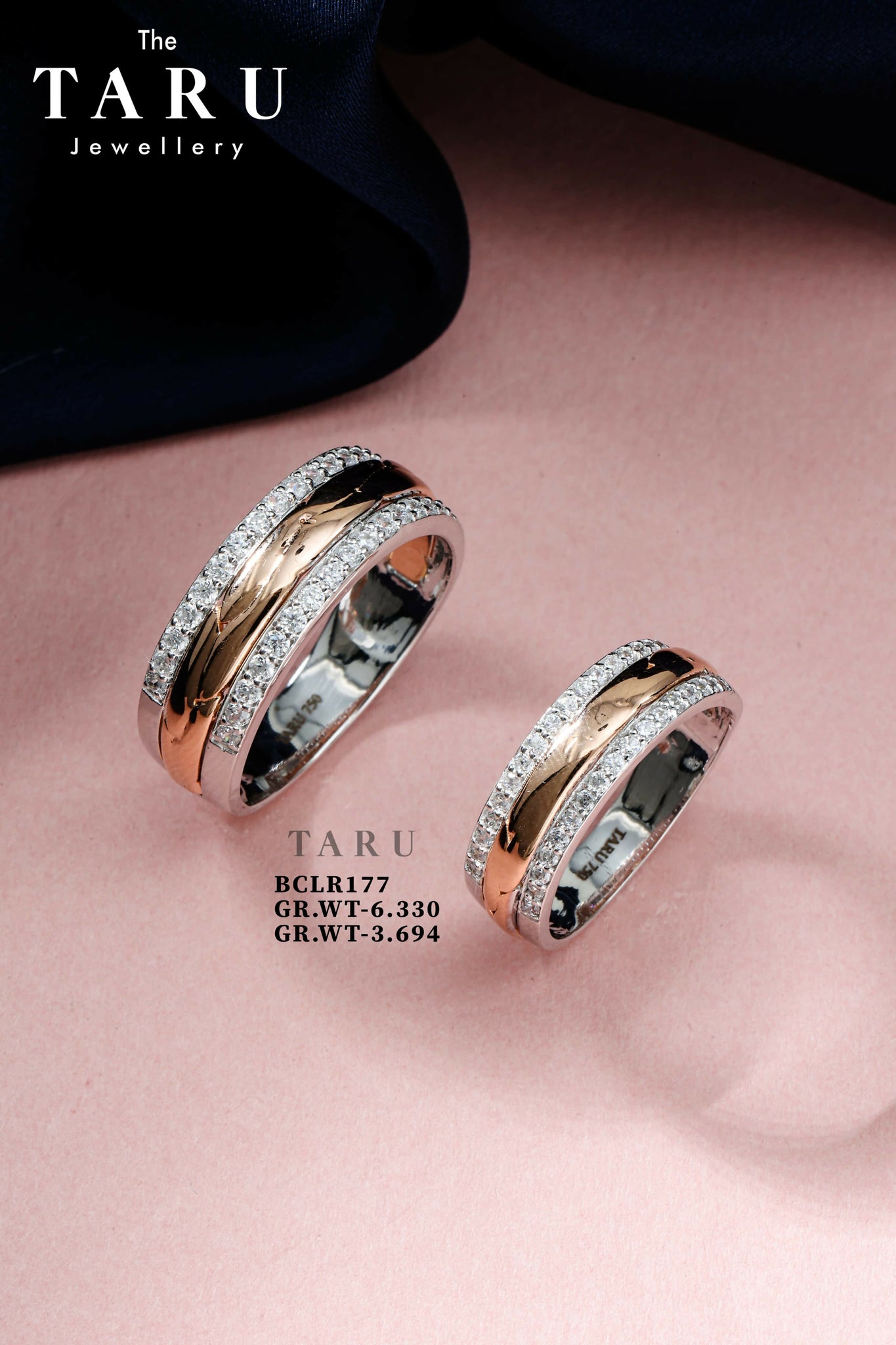 18kt Rose Gold Couple Band Sarafa Bazar India