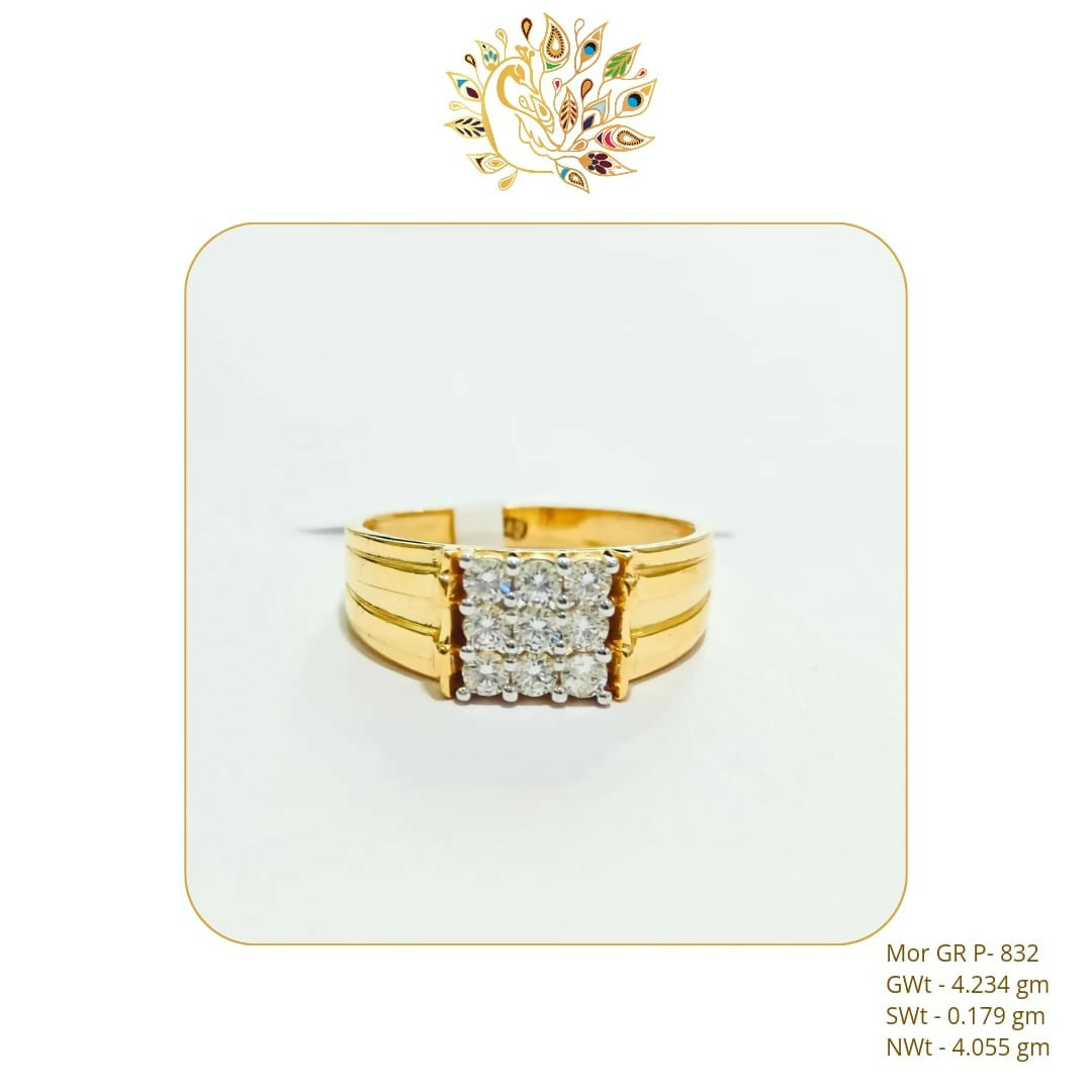 22kt Mor CZ Stoneless Gents Ring Sarafa Bazar India